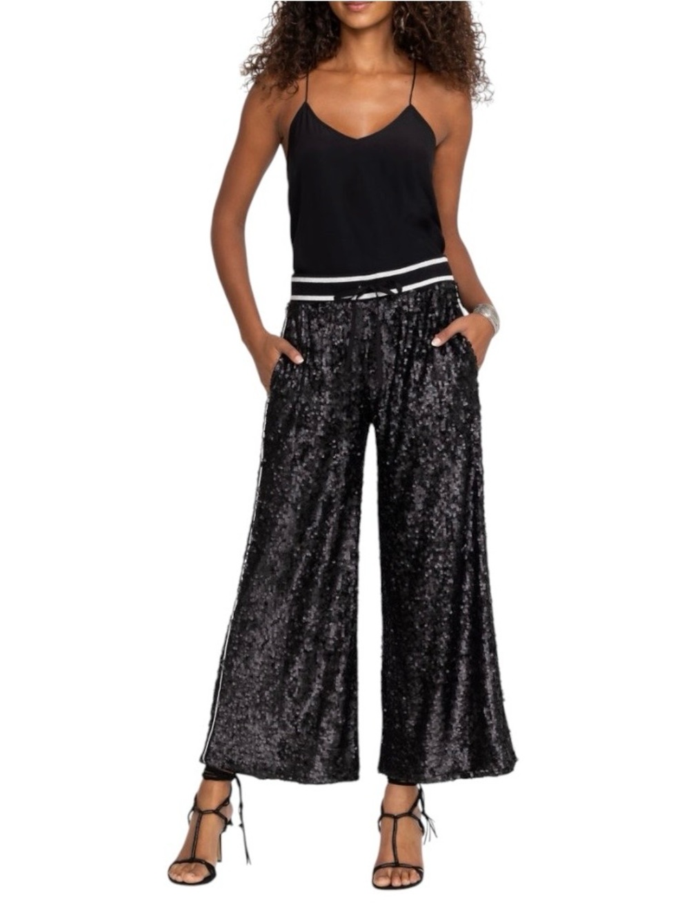 JOHNNY WAS Gabie Sequin Wide Leg Pants Lined  C645249
